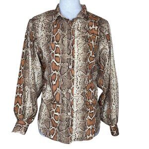 Catherine Malandrino Animal Print Button Down Long Sleeve Collared Blouse XS